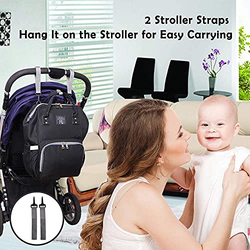 Beejirm Diaper Bag Backpack, Multifunction Waterproof Travel Back Pack Maternity Baby Nappy Changing Bags Black #TOP1