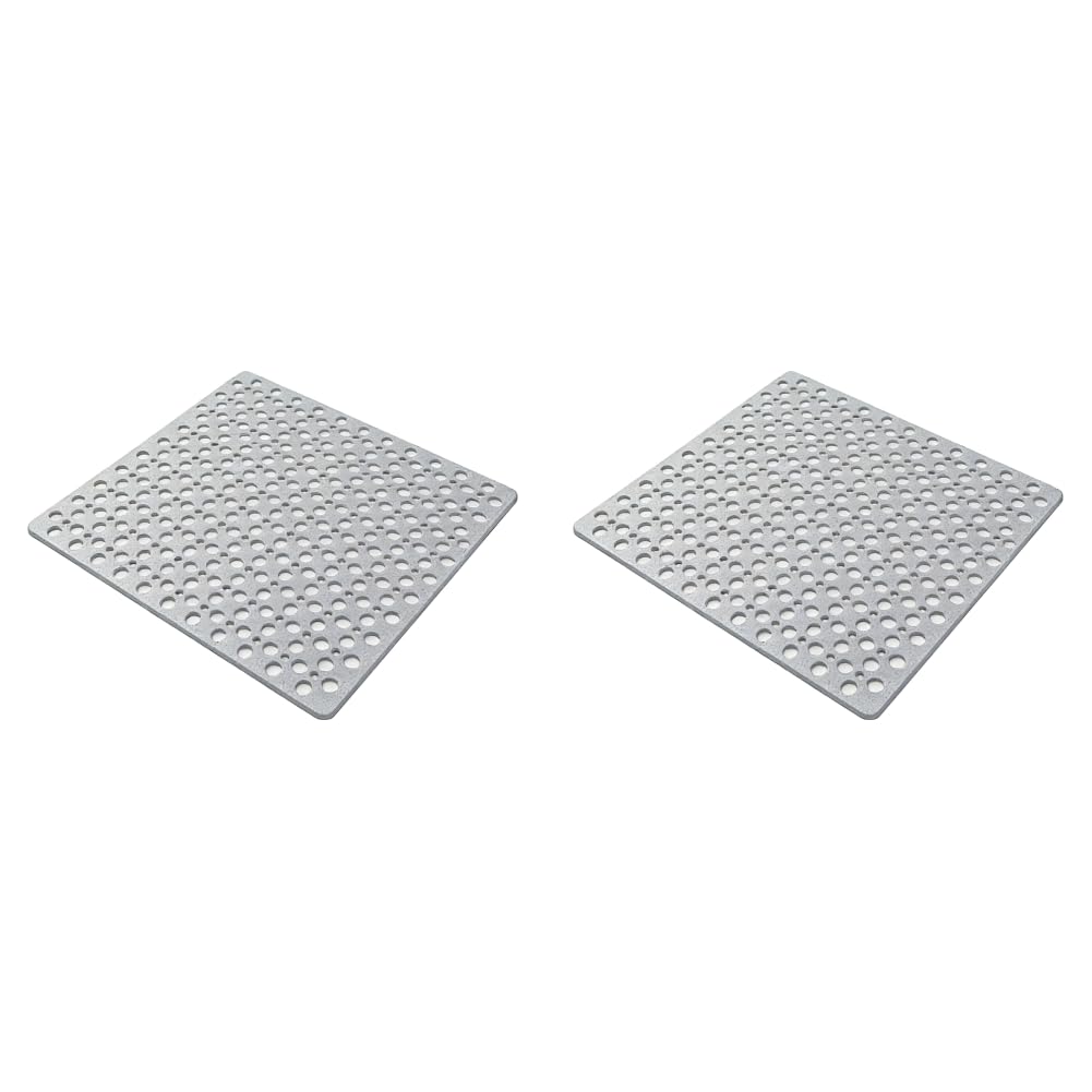 HTU Bath Mat for Tub, Non Slip Shower Mat for Bathroom Bathtub & Shower Stall, Bathtub Anti Slip Floor Mats with Suction Cups and Drain Holes, 20x20inch-Charcoal Gray-2PCS
