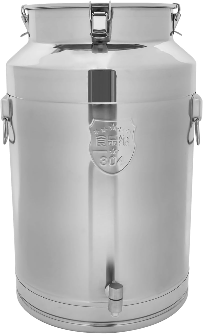 76L Stainless Steel Milk Can Bucket, 20.08Gal Sealed Jug with Faucet & Lid, Ideal for Wine, Water, Liquid Storage, Durable 304 Material, Perfect for Home & Kitchen Use