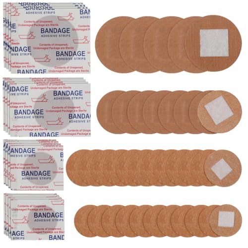 Spot Bandages Round, 100pcs Small Round Plasters Fabric Spot Plasters Brand Flexible Fabric Adhesive Bandages Care and Aid Replacement Patches for Face, Hand, Foot