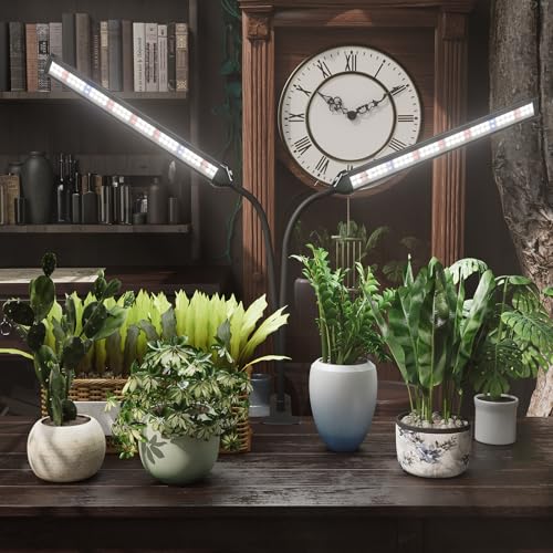 GooingTop LED Grow Light,White Full Spectrum Clip Plant Growing Lamp with High Power Red Blue LEDs for Indoor Plants,Dimming & Optional Auto Timer