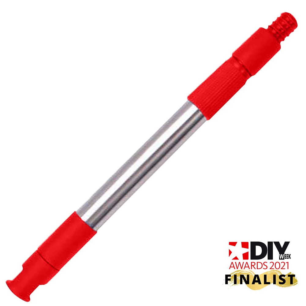 DEKTON DT95840 Malwerkzeug-Set, rot, Farbwalze, beflockte Kantenkante, Eckpolster, Teleskopstange, leicht zu reinigen, waschbar.