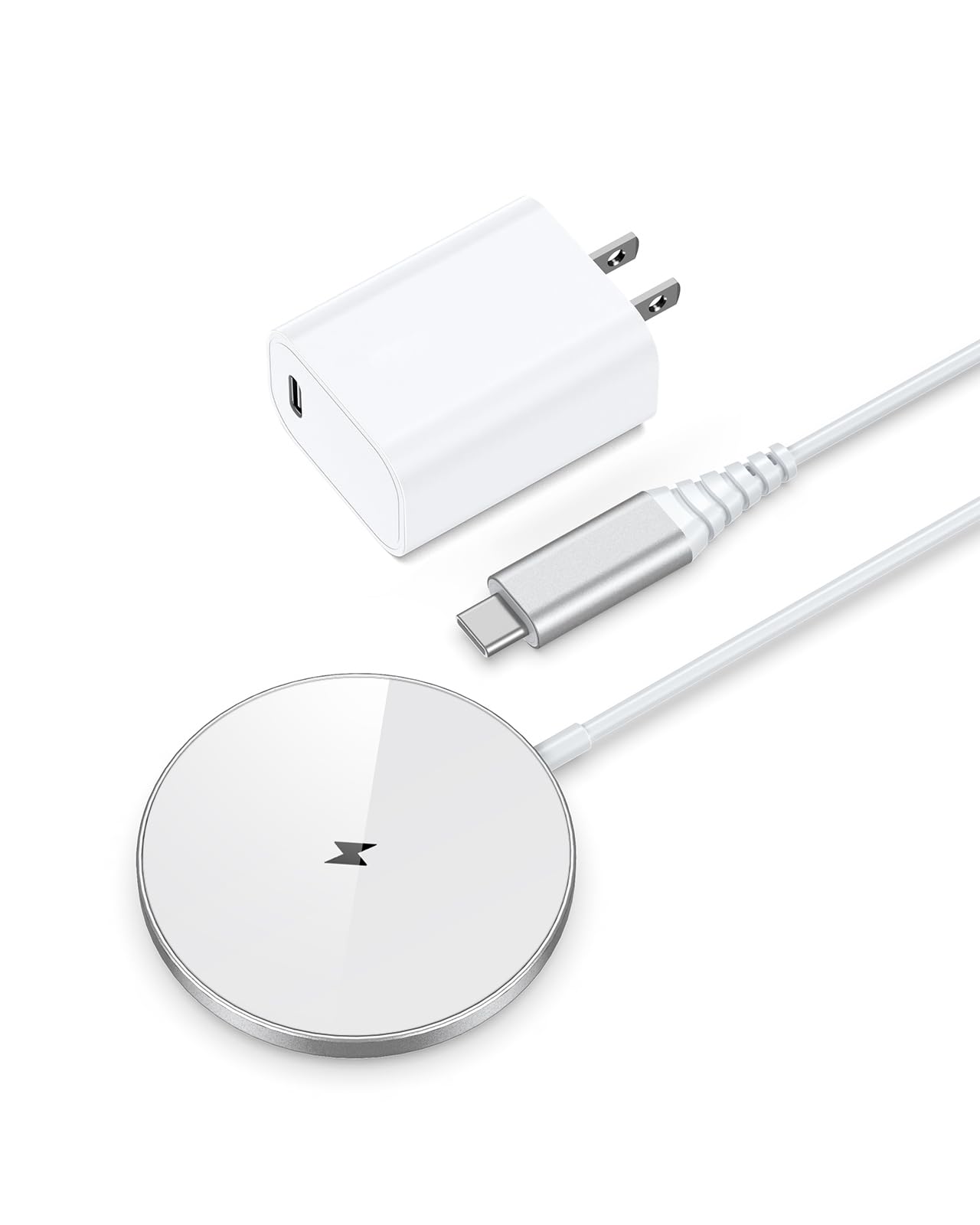 【熱くならない】NANAMI マグネット式 ワイヤレス充電器 (20W出力のUSB-Cアダプター付属) 最大15W出力 超強力 N52磁石採用 超薄型 MagSafe対応 置くだけ充電器 iPhone 17/16/15/14/13/12 Pixel 10シリーズ AirPods 4/3/Pro(第二世代) マグセーフ充電器 くっつくと背面貼り付け スマホケース対応 新生活応援 父の日ギフト 白