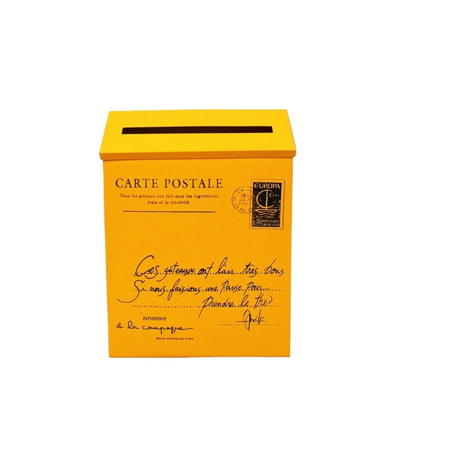Post Box Wall Hanging Mail Box Newspaper Holder Letter Suggestion Retro Mounted Mailbox, Drop for Outdoor Gate(Yellow)