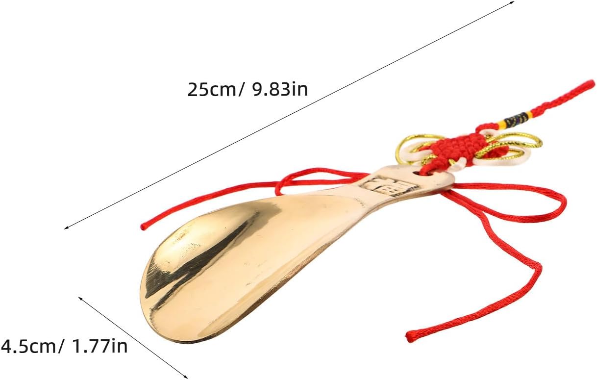 BESTOYARD Portable Brass Shoe Horn with Handle for Travel, Boots, Men