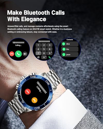 Smart Watch for Men (Answer/Make Call),1.43''AMOLED Screen with 24 Hours Healthy Monitor, 100+ Sports Modes Fitness Tracker Watch, 400mAh Battery Pedometer Calorie Smartwatch Compatible Android iOS - Thumbnail 2