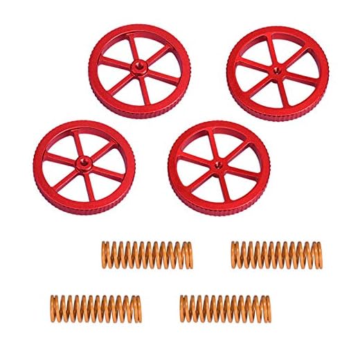 TUZUK Uppgraderade 4 st aluminium handvridning utjämning mutter med 4 st heta bäddar sprutor för Ender 3/3 Pro/3 V2, Ender 5/5 Plus/Pro, CR-10, CR10S/10S Pro, CR 20 3D-skrivare