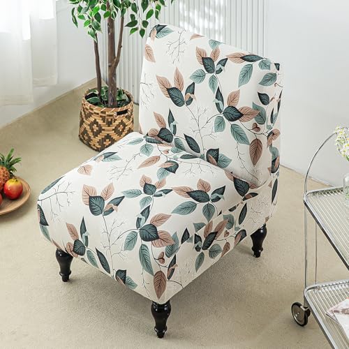 Image of Eco-Ancheng Armless Chair Slipcover Removable Armless Accent Chairs Covers Washable Armless Slipper Chair Slipcover Printed Armless Chair Furniture Protector Covers for Living Dining Room Hotel