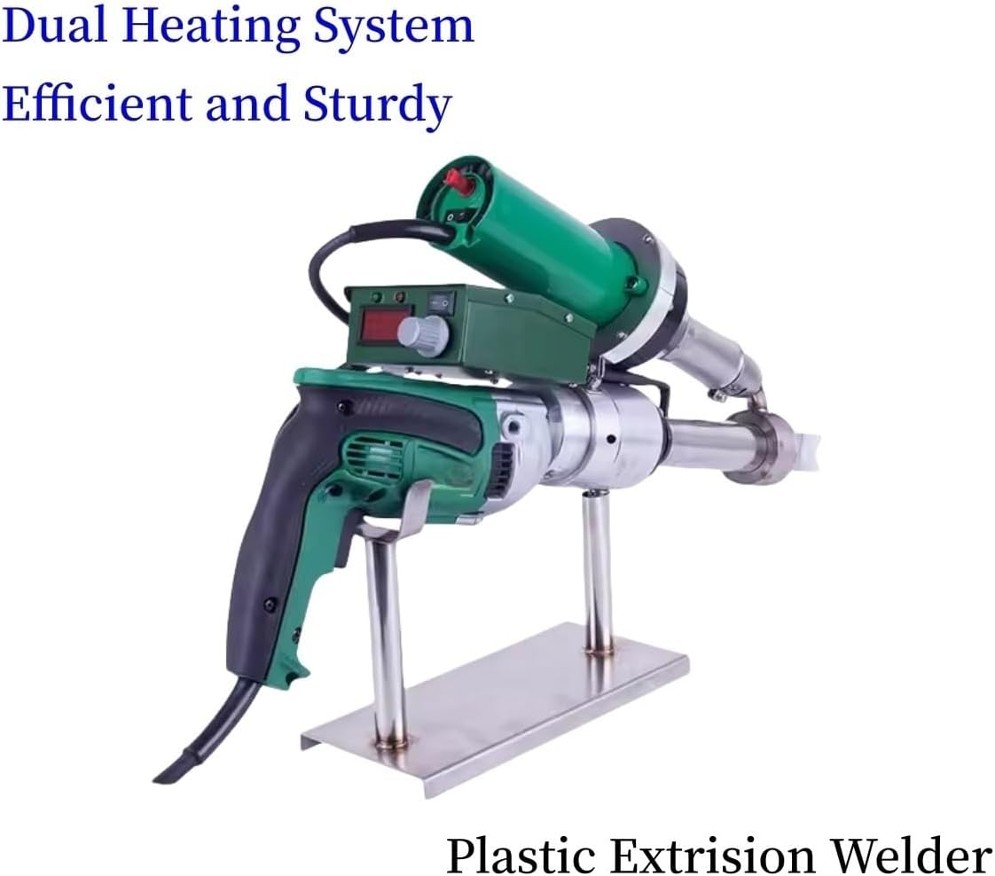1600W Hand Extrusion Welder Gun Plastic Handheld Extruder Welding Gun Dual Heating System PP HDPE LDPE Pipe Welding Machine (110V Extruder)
