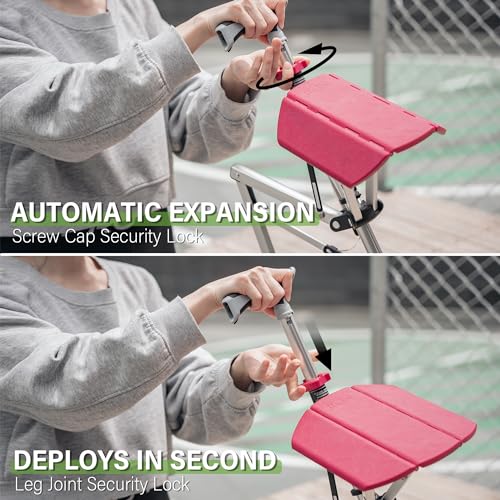 Image of STEP2GOLD Ta-Da Chair, Portable Trekking Hiking Pole, Folding Walking Stick with Seat, Walking Cane with Chair, Foldable Chair, Lightweight Aluminum, Easy Carry and Storage, Anti-Slip