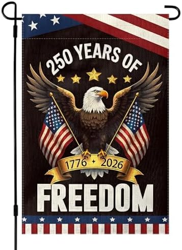 250th Anniversary Garden Flag 12x18 Inches, Double Sided Burlap Y...