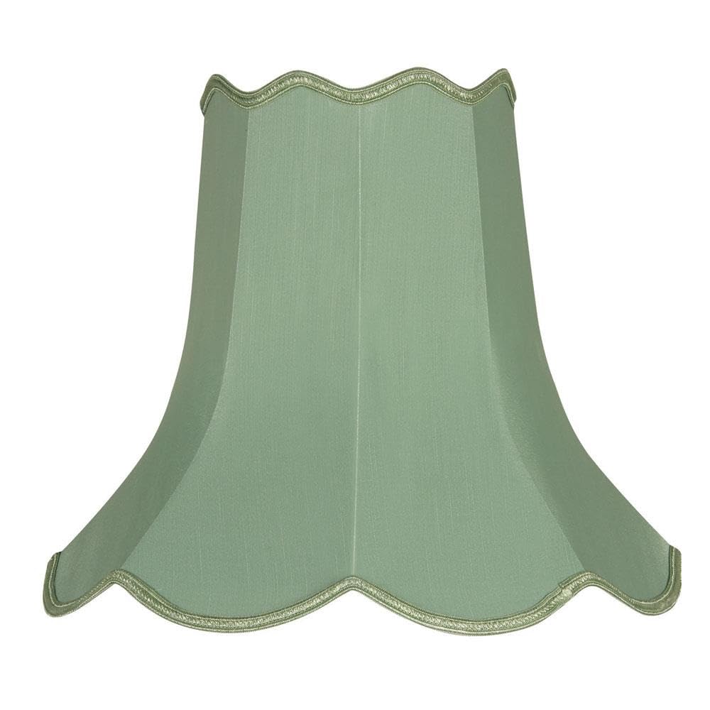 Britalia Sage Green 14" Faux Silk Scalloped Lamp Shade Diameter Base 370Mm X Diameter Top 180Mm X Height 300Mm