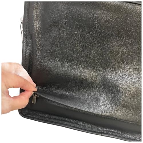 Professional Leather Briefcase with Password Lock, 14 inch Business Messenger Bag, Black3