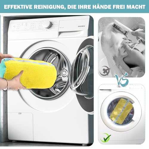 2 Stück Schuhwaschbeutel Waschmaschine, Wäschesack Schuhe, Schuh-Wäschebeutel, Mit Reißverschluss, Multi Schutz Wäschenetz, Erhöhte Reibung im Inneren (Gelb)