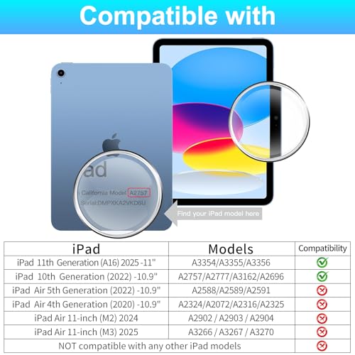 LKOOZO Screen Protector for iPad (A16) 11th Generation 11 inch 2025 / iPad 10th Generation 10.9 inch 2022, Tempered Glass Film, with Installation Frame, 2 Pack