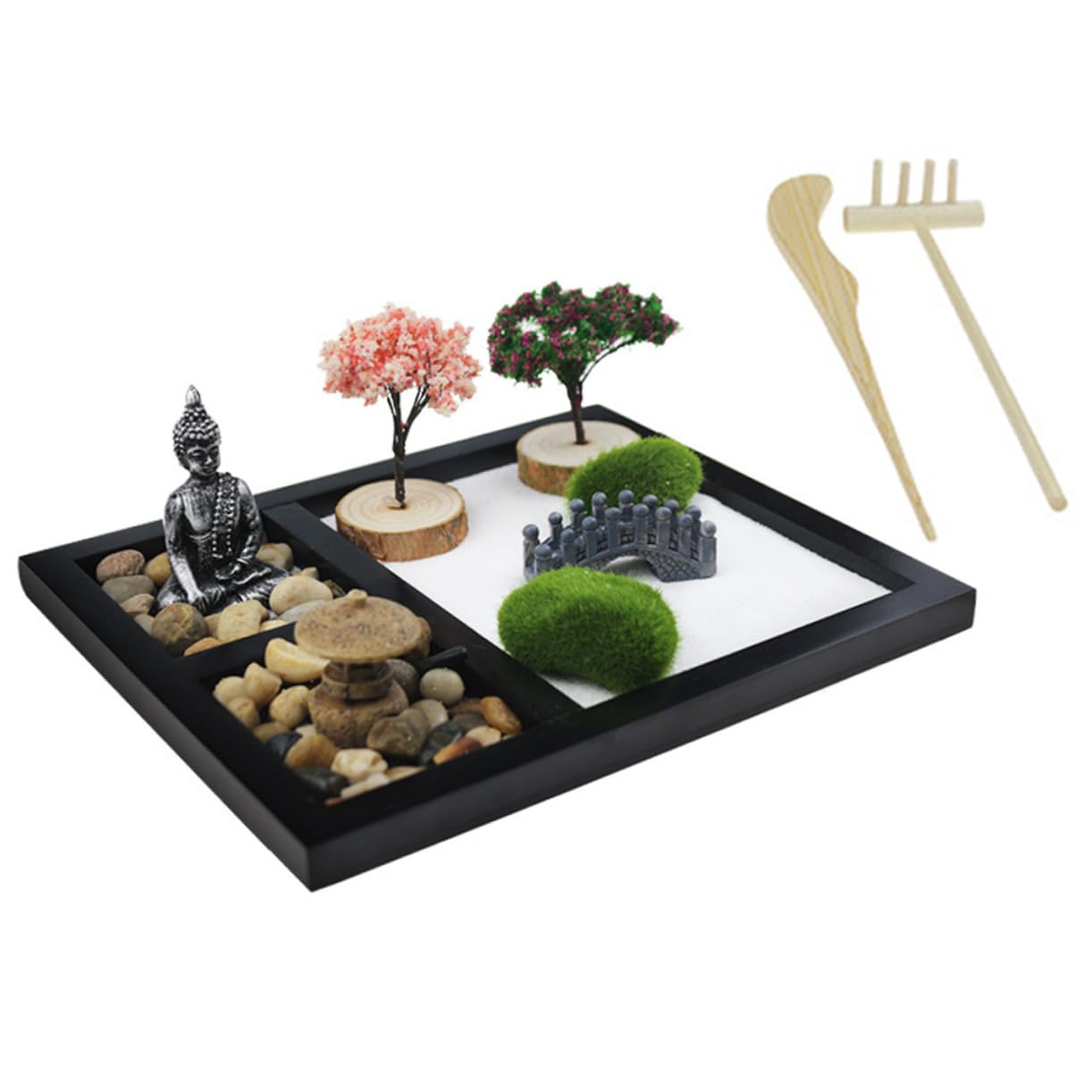 ifundom Table Adornment Zen Garden for Desk Garden Decoration Sand Table Meditation Desktop Ornament