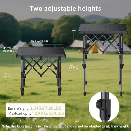 Table de camping pliante en aluminium avec hauteur réglable Anbte - 4
