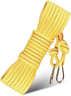 Washing Line Rope, 15m Heavy Duty Clothes Line nylon Cloth Braided Clothesline Diameter 8mm Travel Clothes Line Polyester Clotheslines with 2 Hooks Non-Slip Does Not Fade for Outdoor Garden Camping