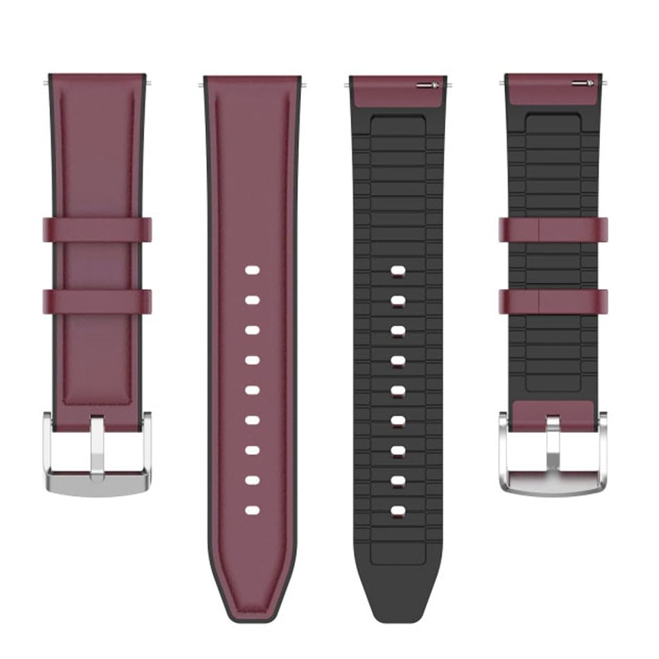 Image of AONES 20mm Watch Strap Leather Silicone Belt Compatible for Timex Analog Twhg03Smu26 Smartwatch Hook Band