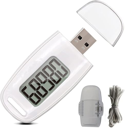 Contador de pasos simple, podómetro 3D para caminar con batería recargable, rastreador de fitness, podómetro digital, blanco