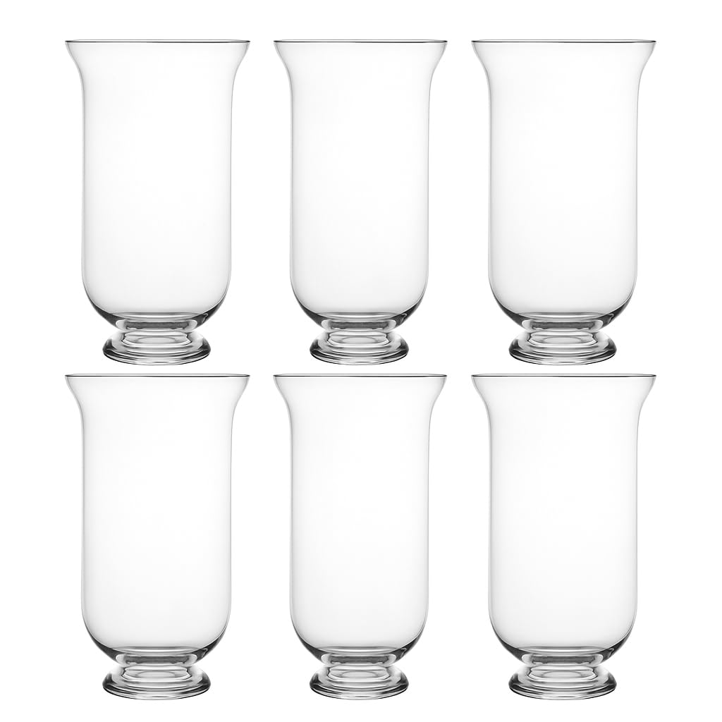 Floralcraft Transparent Floralcraft® 40Cm Tall Glass Hurricane Vase (Set Of 6), Storm Lanterns Candle Holder For Home Decoration Wedding Centrepiece