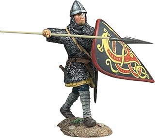 W. Britain Wrath of The Northmen 62140 Saxon Warrior Edgard Defending with Spear and Kite Shield 1:30 Scale Metal