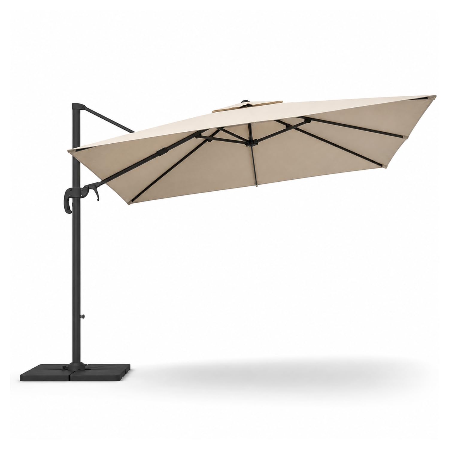Ombrellone Da Giardino 3X3 M Con Braccio Retrattile Per Esterni Piscina Terrazze Bar Hotel Gazebo In Acciaio Inossidabile Con Braccio Rotabile 360° Impermeabile E Resistente Ai Raggi UV Beige