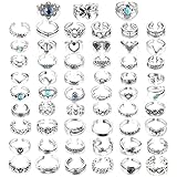 DOLOTTA 57pcs Adjustable Toe Rings for Women Vintage Retro Knuckle Ring Bohemian Open Toe Rings Set