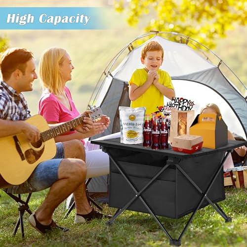 YSSOA Portable Folding Aluminum Alloy Camping Table with High-Capacity Storage and Carry Bag, Small Size, for Camping, Traveling, Hiking, Fishing, Beach, BBQ,Black - Image 3