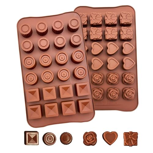 LightBeacon 2 Pièces Moule a Chocolat en Silicone, Moules à Truffe, Moule Silicone Patisserie Alimentaire, 24 Cavités, Moule Chocolat Anti-adhésif, pour...