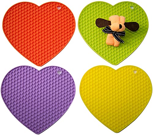 Image of Silicone Trivet for hot Dishes Pots and Pans Our Decorative Table Mats can be Used as Pot Holders and Oven Mitts Coasters Jar Openers (Pack of 4 Multi)