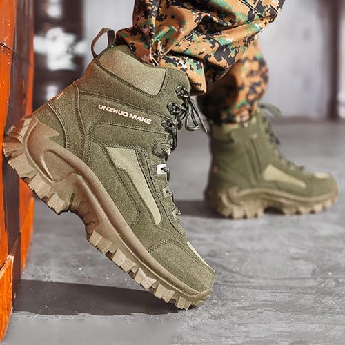 Bota de caminhada masculina para caminhada e trabalho botas táticas masculinas à prova d'água cano