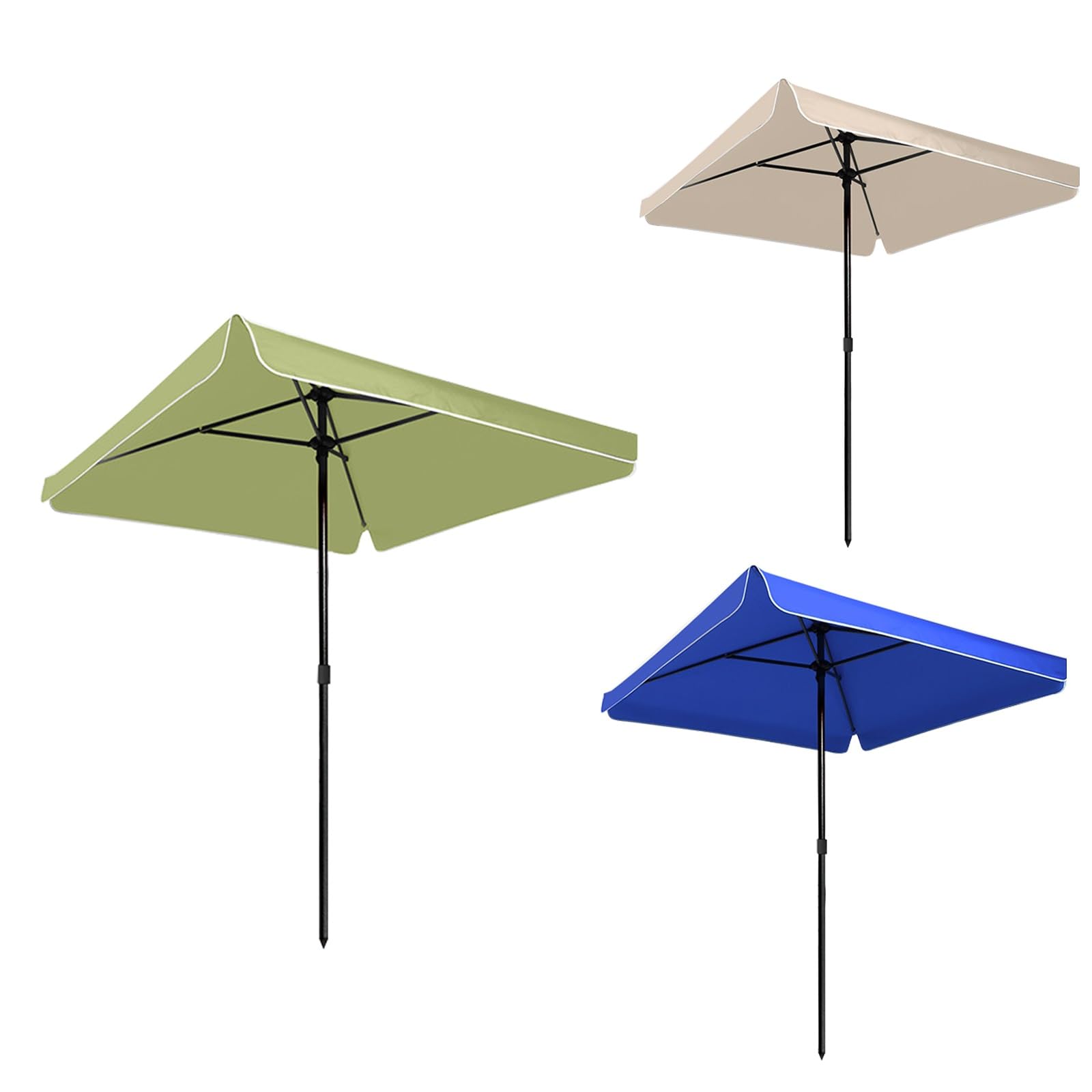 Kwadratowy parasol na patio 2x2m, wodoodporny parasol z tkaniny na rynek zewnętrzny z metalowym słupkiem, 3 kolory dostępne na stoisku ogrodowym, 1 szt