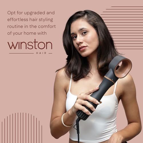Image of WINSTON 3 in 1 Hair Styling Blow Brush Grey - Blow Dryer, Curling Iron, & Volumizing Brush with Adjustable Heat Versatile Hair Tool - 1 Year Warranty (Grey)