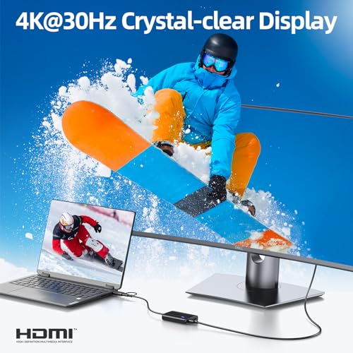 Image of MOKiN HDMI Splitter for Dual Monitors, 4K@30Hz HDMI Splitter Extended Display for macOS /Windows, USB C /USB A 3.0 to Dual Hdmi Adapter for MacBook, Dell, Lenovo, HP (4K@30Hz+1080p)