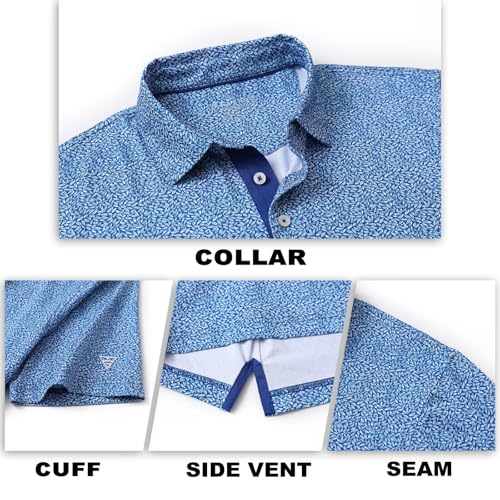 Image of M MAELREG Mens Golf Shirt Short Sleeve Dry Fit Print Moisture Wicking Performance Patterns Collared Polo Shirt