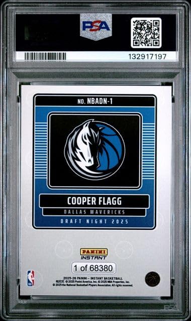 Graded Psa 10 Cooper Flagg Mavericks Basketball Rookie Card 2025 Draft Night Card #1 Overall Pick Future Superstar
