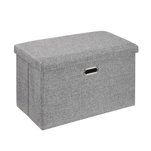VECELO 収納スツール オットマン 収納ボックス 収納ベンチ 幅60x奥行き36x高さ36cm 耐荷重70kg 持ち手付き 多機能 折り畳み可能 踏み台 足置き リビング/玄関/寝室適用 おもちゃ箱 洋服収納 化粧品収納ボックス
