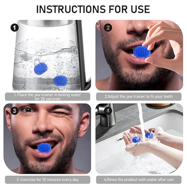 4PCS Silicone Jaw Exerciser Balls for Facial Fitness ¨C Jawline Trainer for Men & Women, Face Slimming & Muscle Toning (Black & Blue)