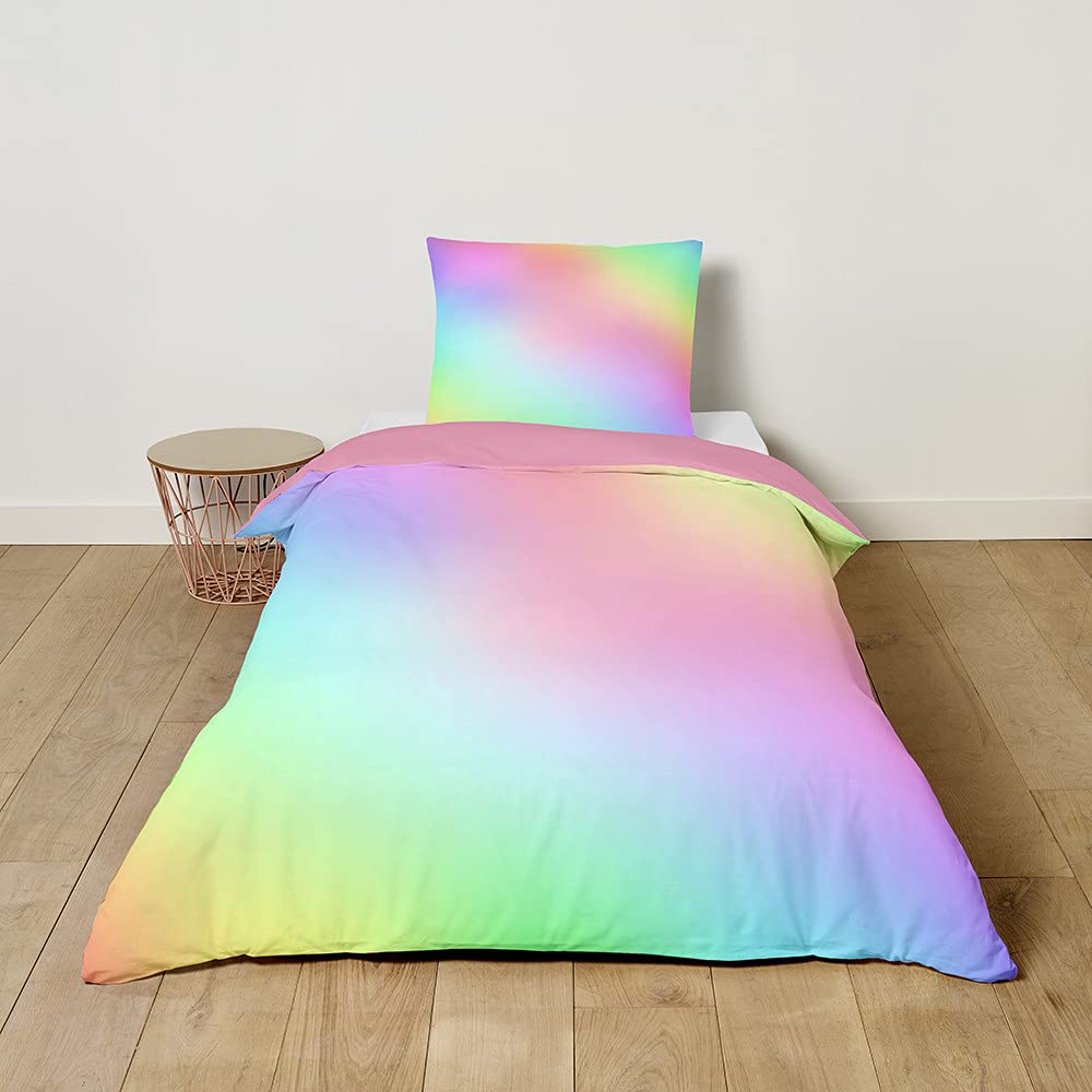 FANSU Children Baby Girls Boys Kids Duvet Cover Bedding Set 2 Piece, Nursery Easy Care Quilt Cover with zipper & Pillow Set for Toddler Cot Bed - Rainbow color (Rainbow colors,120x150cm+40x60cm)