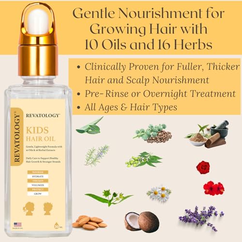 REVATOLOGY Kids & Baby Hair Oil (Made in USA) Extra Strength Pediatric Formula with 30 Cold-Pressed Botanicals including Rosemary, Coconut, Castor, Jojoba Oils | Cruelty & Chemical Free - Image 4