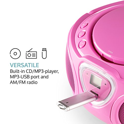 Auna Roadie Kids Boombox, Top Loading Cd Player, Bluetooth Connectivity For Smartphones, Easy Aux, Usb, Radio And Mp3 Connectivity, Portable, Plug In Or Battery Powered, Led Display #TOP5