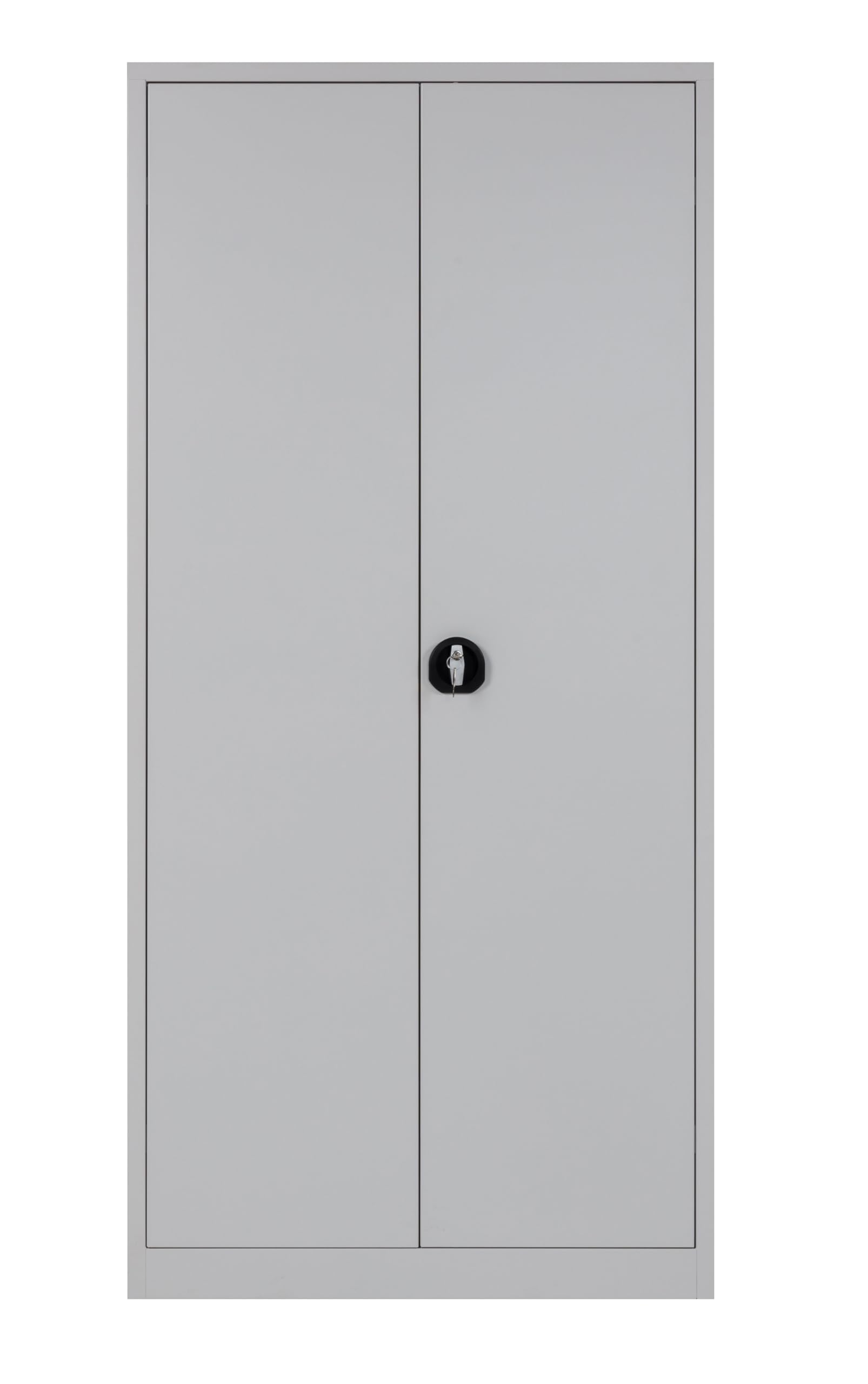 Furni 24 Aktenschrank, fertig montiert, 195x92x42cm, Stahlflügeltürschrank Materialschrank, Abschließbarer Spind, Aktenschrank mit 5 Fächern, Werkzeugschrank, Mehrzweckschrank, Universalschrank, grau