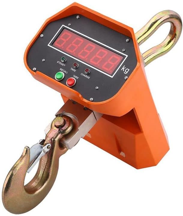 Industrial Hook Scale Digital Crane Scale High Resolution Heavy Duty Suitcase Luggage Scale LED Full Screen Hook Scale(3T) (Orange 6T)