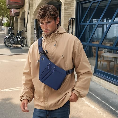 Image of Anti Theft Crossbody Bags for Women Men, Multi-Pocket Shoulder Bag, Slim Sling Bags with 2 RFID Blocking Card