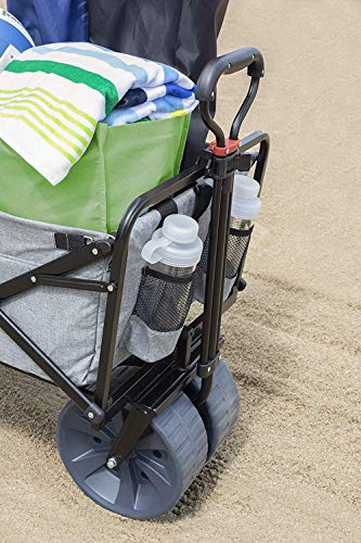 MacSports Collapsible Folding Outdoor Beach Wagon with Side Table, Perfect for Camping, Concerts, Sporting Events, The Beach, and More - Light Gray - Thumbnail 6
