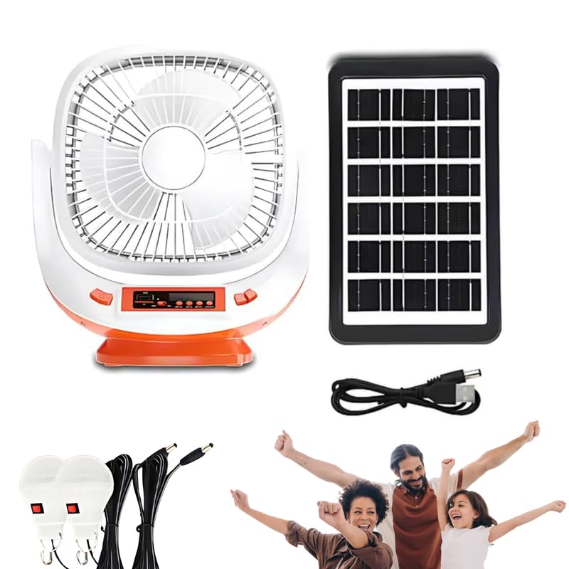 Drumstone – 𝟏𝟓-𝐘𝐞𝐚𝐫 𝐖𝐚𝐫𝐫𝐚𝐧𝐭𝐲 Solar Rechargeable ACDC Fan with USB Charging | 8-Inch Lithium Battery Fan with LED Light, DC Bulb Support, Emergency Use & Outdoor Cooling-image-9