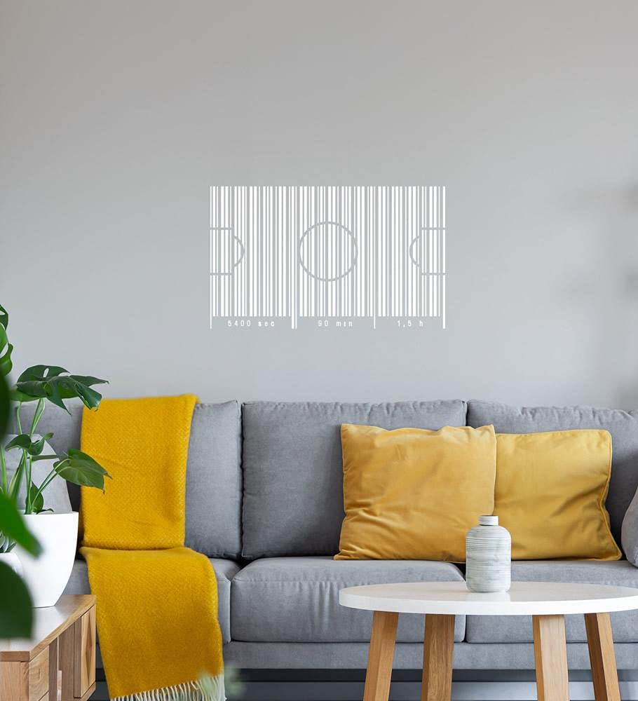 de - Adesivo da parete, motivo: campo di calcio, 90 minuti, 75 x 46 cm, colore: Bianco