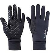 TrailHeads Men’s Running Gloves - Black Touchscreen Gloves - Power Stretch Lightweight Gloves