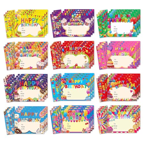 Certificats d'anniversaire vibrants pour enfants : cadeau enseignants 36 pcs